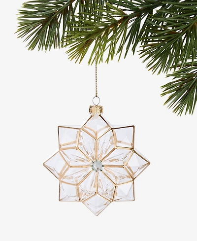 Holiday Lane Blessed Clear Glass Flower Ornament, Macy's Exclusive