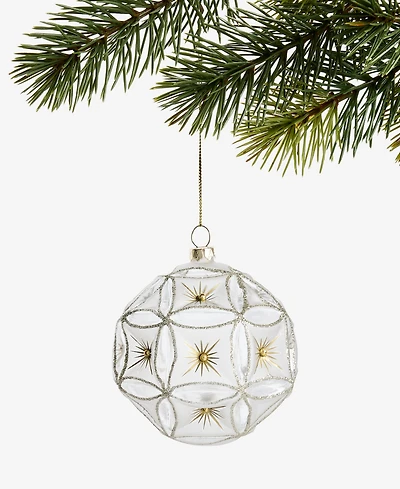 Holiday Lane Gilded Glamour Gold Molded Glass Ball Ornament, Macy's Exclusive