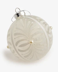 Holiday Lane Iced Delight White Glitter Decor Ball Ornament, Macy's Exclusive
