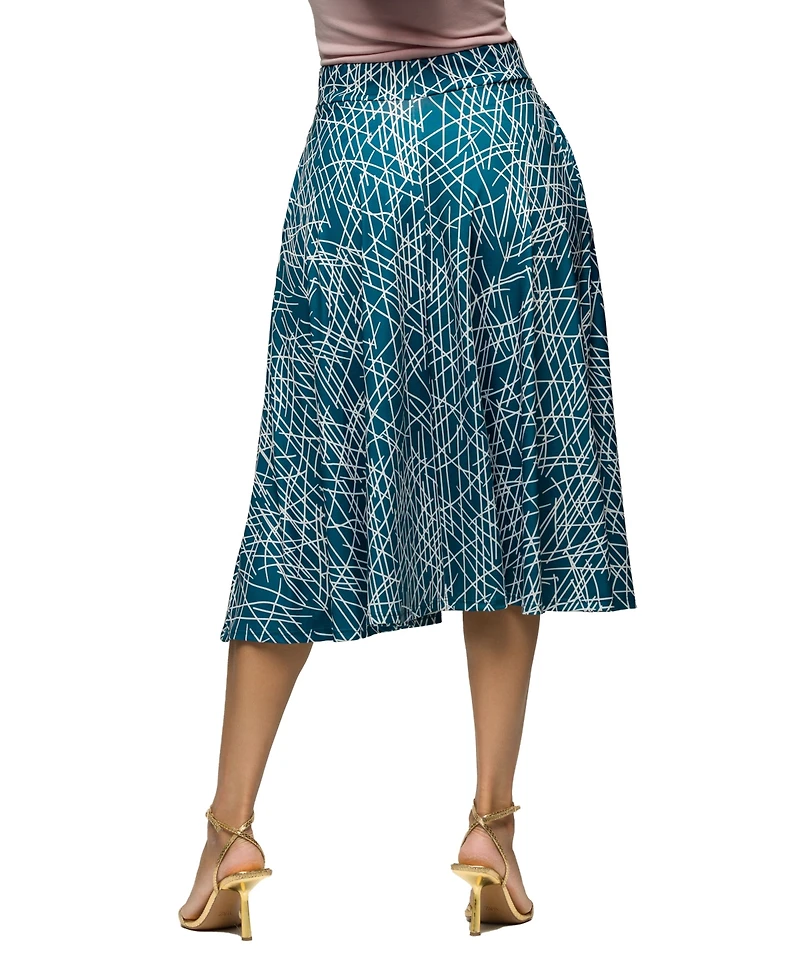 24seven Comfort Apparel Women's Elastic Waist Pocket Midi Skirt