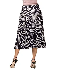 24seven Comfort Apparel Women's Elastic Waist Pocket Midi Skirt