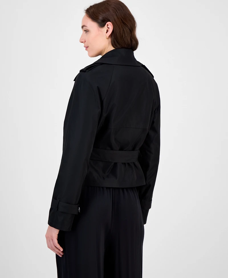 Maralyn & Me Juniors' Cropped Trench Coat, Exclusively at Macy's