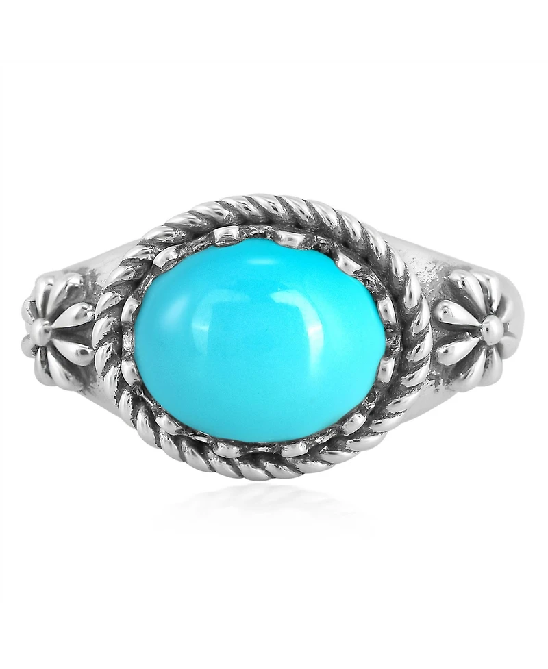 Sterling Silver Sleeping Beauty Turquoise East West Ring