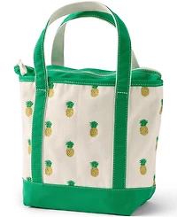 Lands' End Medium Embroidered 5 Pocket Zip Top Canvas Tote Bag