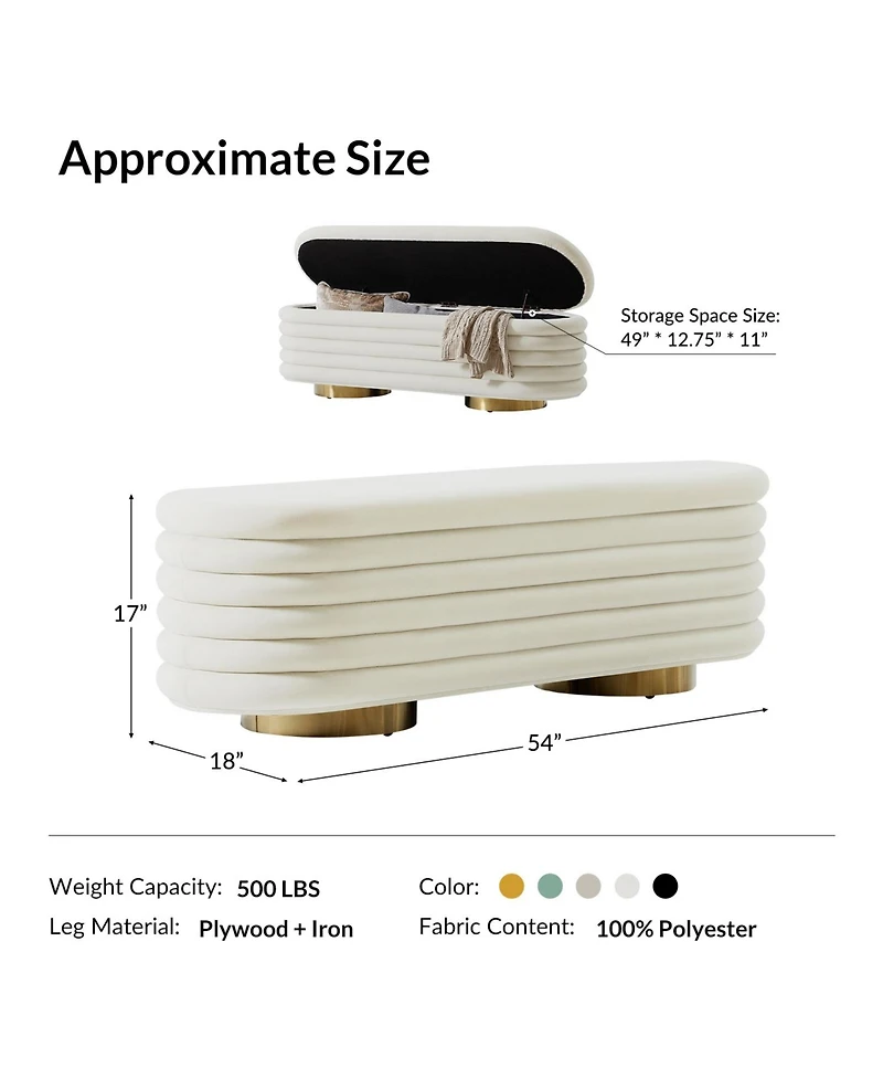 Rupert Bench with Gold-finished Metal Legs