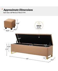 Flora Modern 60" Wide Storage Bench with Two Ottomans