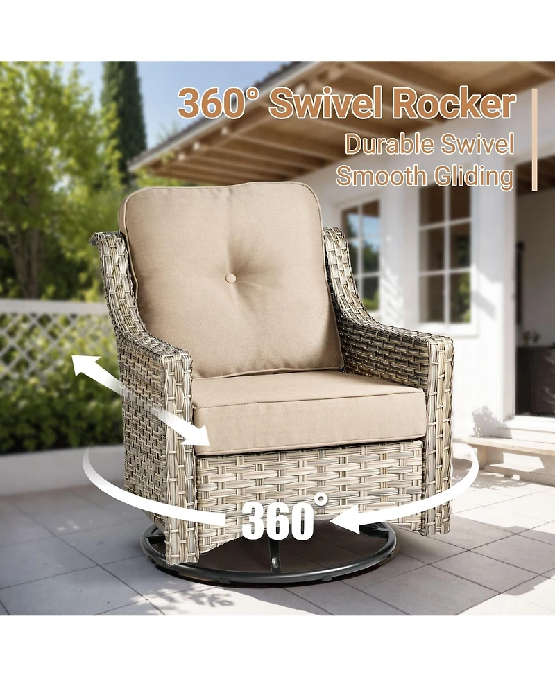 Xizzi 10 Piece Outdoor Patio Furniture with Swivel Rocking Chairs,All Weather Rattan Wicker Sectional Coversation Set Solar Coffee Table, Single