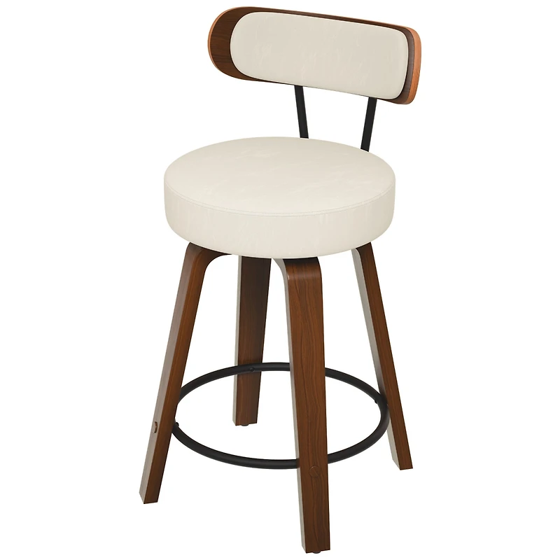 Dyhome 24 inches Bar Stools Set of 3, Modern Counter Height Bar Stools with Wood Back, Boucle Fabric Upholstered Barstools for Home, Cafe