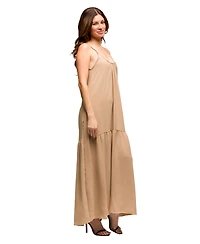 24seven Comfort Apparel Women's Lightweight Spaghetti Strap Pocket Maxi Dress