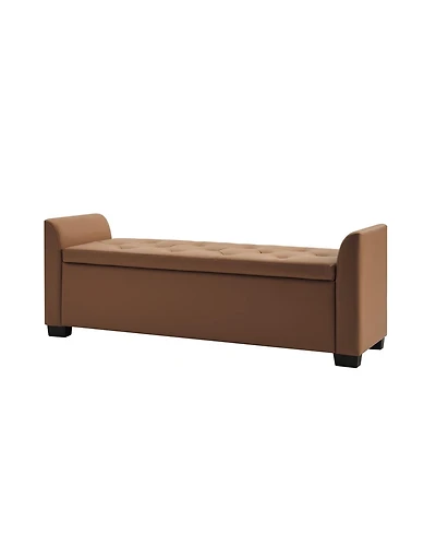 Monica 57.75"Wide Tufted Storage Bench with Flared Arms