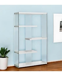 59" White Glass Four Tier Etagere Bookcase