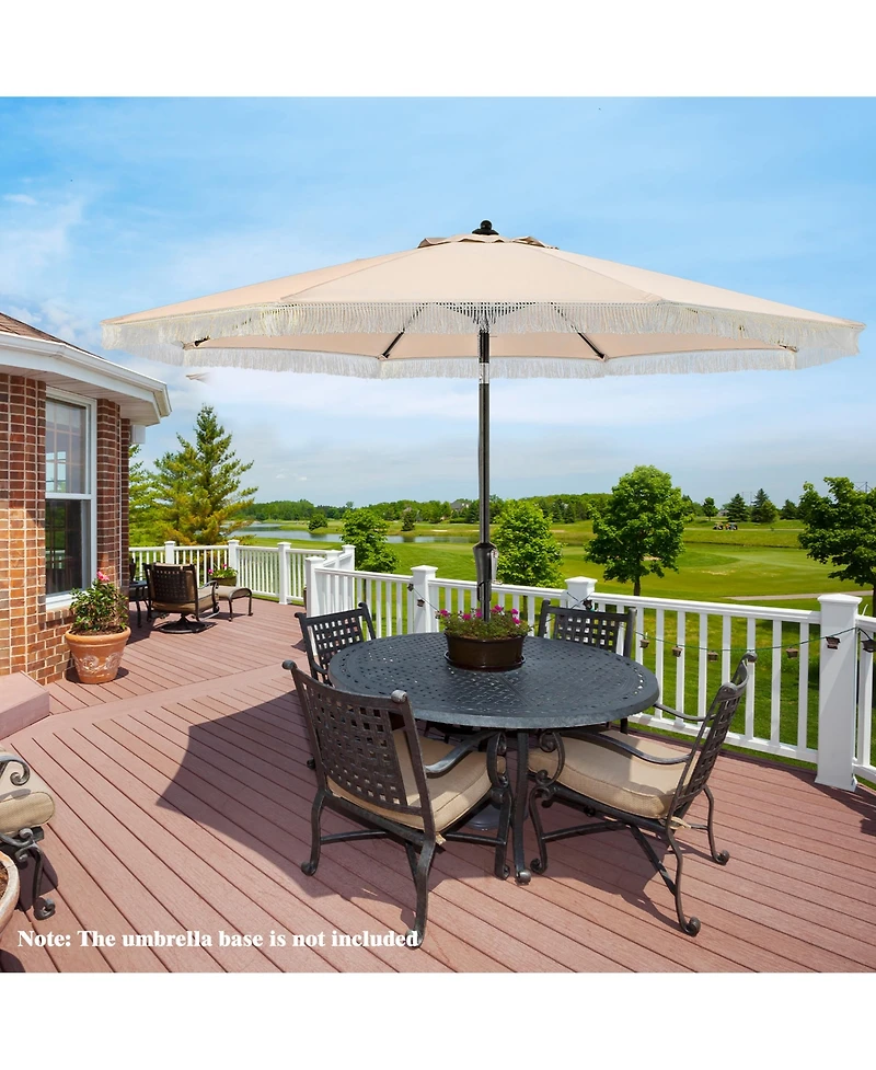 Gymax 9 Ft Patio Umbrella 2-Tier Market Table w/ Crank Handle Push Button Tilt