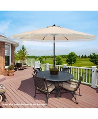 Gymax 9 Ft Patio Umbrella 2-Tier Market Table w/ Crank Handle Push Button Tilt