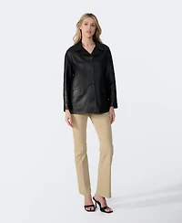 Furniq Uk Women's Relaxed Leather Jacket, Created for Macy's
