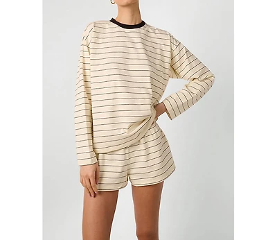 WeWoreWhat Women's Long Sleeve Stripe Boxy Shirt