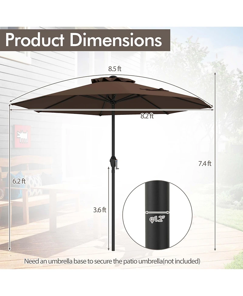 Gymax Outdoor Patio Umbrella Modern Table w/8 Heavy Duty Ribs Sun-proof