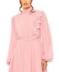 Mac Duggal Women's Draped High Neck Long Sleeve Mini Dress