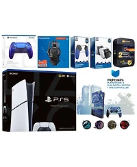 Sony Playstation 5 Slim Digital with Extra Volcanic Red Controller, Plantronics Headset, Trigger Stop Kit, Charge Dock and MightySkins Decal Voucher +