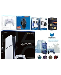 Sony Playstation 5 Slim Digital with Extra Volcanic Red Controller, Plantronics Headset, Trigger Stop Kit, Charge Dock and MightySkins Decal Voucher +