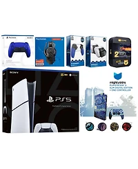Sony Playstation 5 Slim Digital with Extra Volcanic Red Controller, Plantronics Headset, Trigger Stop Kit, Charge Dock and MightySkins Decal Voucher +