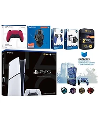 Sony Playstation 5 Slim Digital with Extra Volcanic Red Controller, Plantronics Headset, Trigger Stop Kit, Charge Dock and MightySkins Decal Voucher +