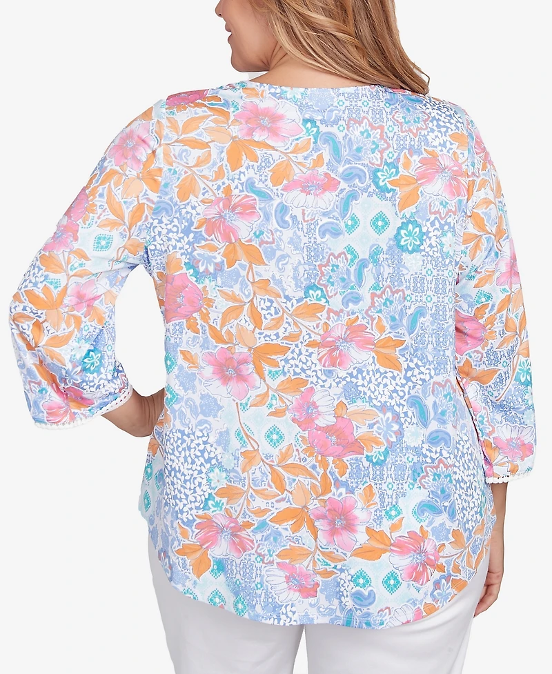 Ruby Rd. Plus Floral Puff Print Top