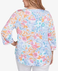 Ruby Rd. Plus Floral Puff Print Top
