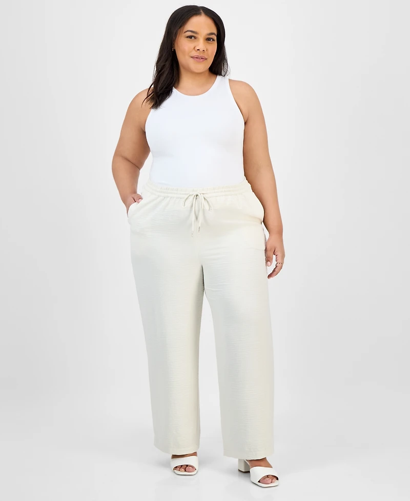 Jones New York Plus Size Drawstring Wide-Leg Pants