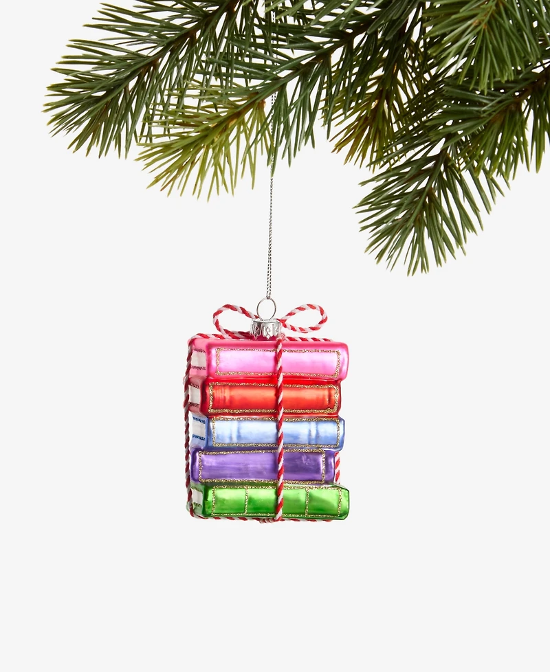 Holiday Lane Eclectic Charm Glass Book Stack Ornament, Macy's Exclusive
