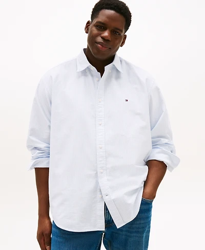 Tommy Hilfiger Men's Big & Tall Relaxed Fit Heritage Stripe Long Sleeve Button-Down Oxford Shirt