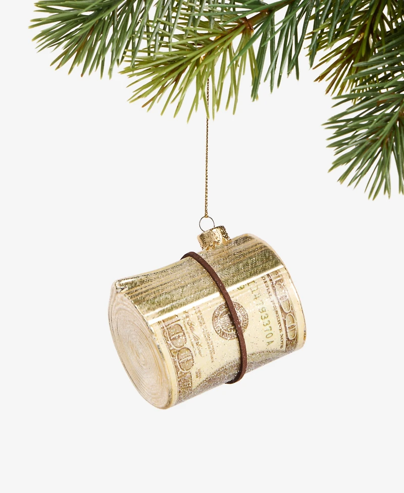 Holiday Lane Eclectic Charm Glass Rolled $100 Bill Ornament, Macy's Exclusive