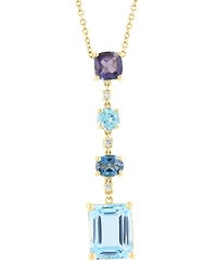 Effy Multi-Gemstone (4-5/8 ct. t.w.) & Diamond Accent Mixed Cut Linear Pendant Necklace in 14k Gold
