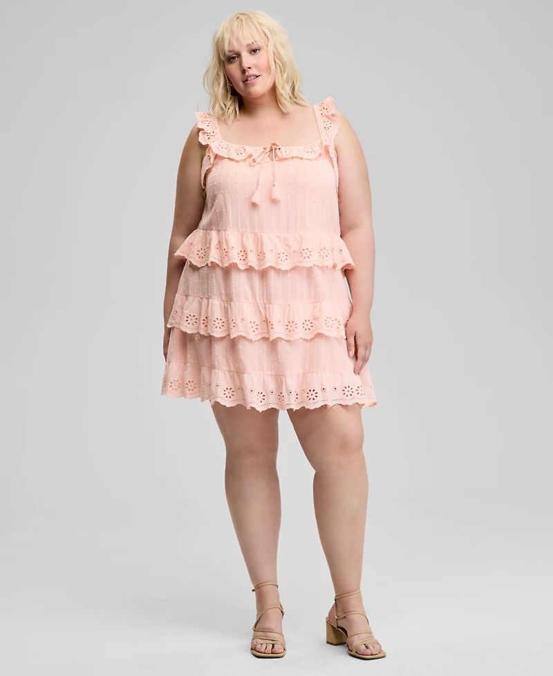 And Now This Trendy Plus Eyelet Cotton Sleeveless A-Line Dress, Exclusively at Macy's