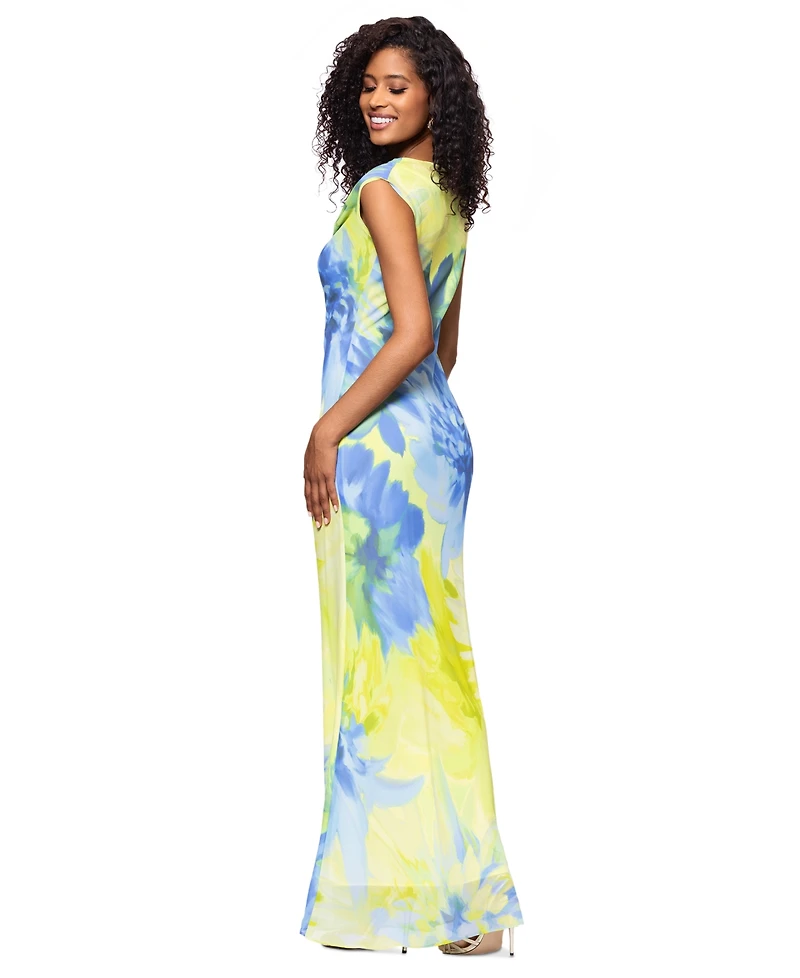 Betsy & Adam Petite Chiffon Cowlneck Sheath Dress