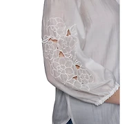 Karl Lagerfeld Paris Women's Floral Cutout Blouse