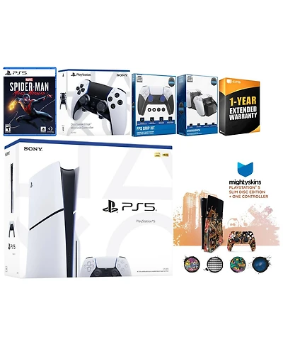 Sony Playstation 5 Slim Disc with Spider-Man: Miles Morales, Extra Edge Controller, Fps Grip Kit