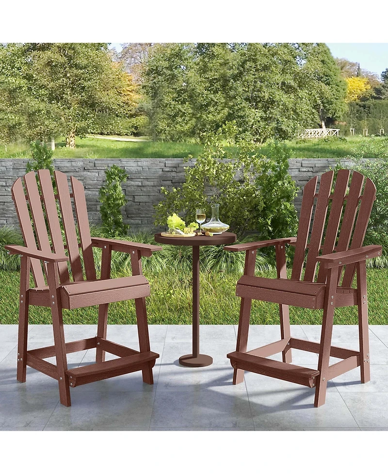 Pcs Bar Stool Hdpe Patio Chair with Armrest Footrest Home Indoor Outdoor