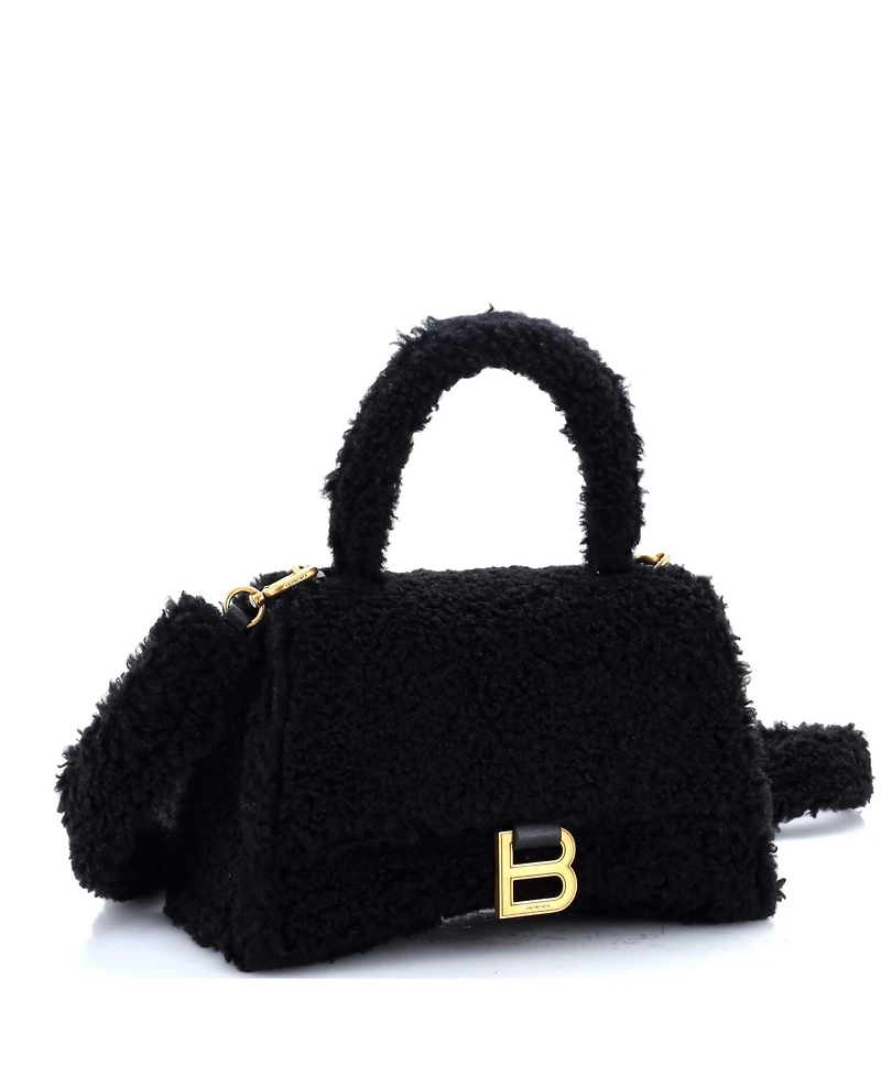 Pre-Owned Balenciaga Small Fluffy Hourglass Top Handle Bag Fur