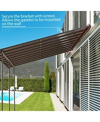 Aoodor 10' x 12.8' Wall Mount Gazebo Outdoor Pergola Polycarbonate Gazebo Panels Canopy
