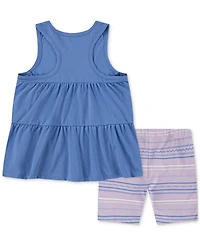 Nike Little Girls Sunny Swoosh Tank Top & Bike Shorts, 2 Piece Set