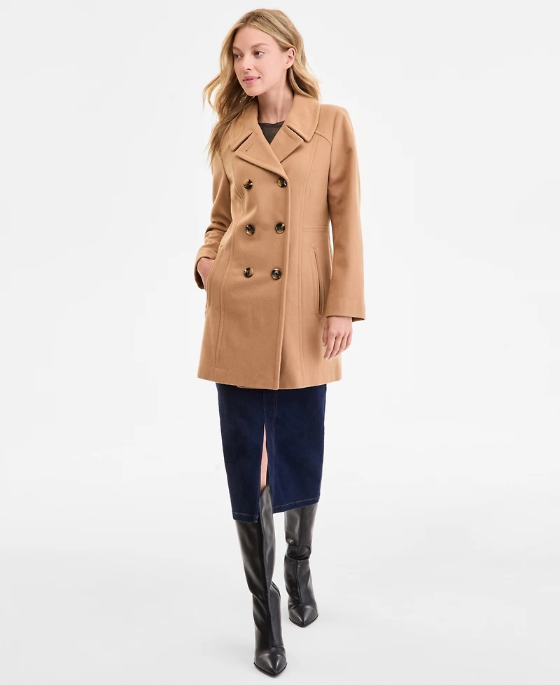 Anne Klein Women's Double-Breasted Peacoat, Exclusively at Macy's