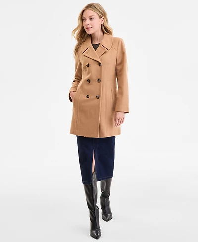 Anne Klein Women's Double-Breasted Peacoat, Exclusively at Macy's