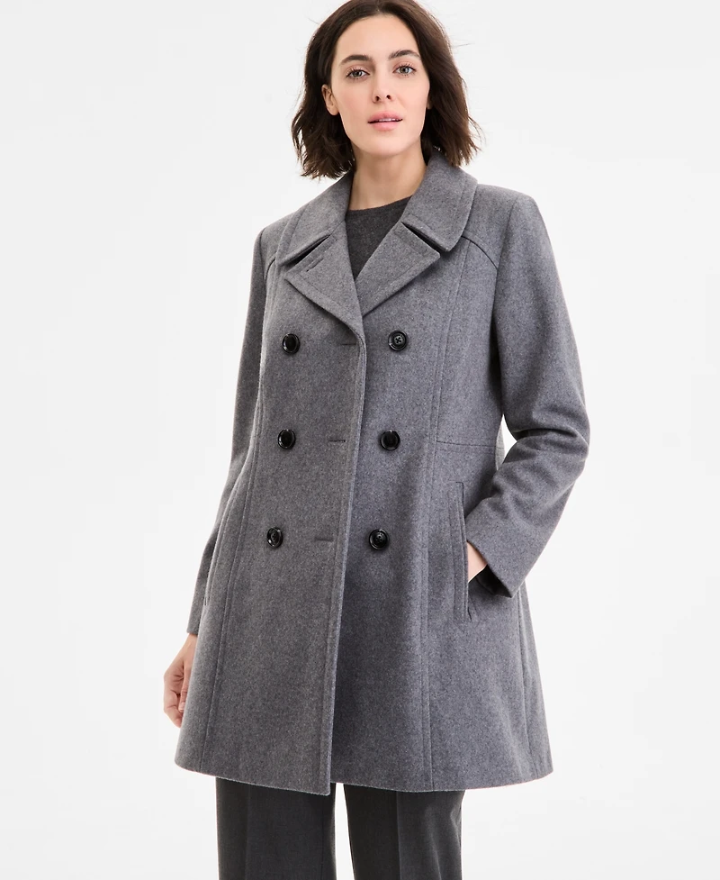Anne Klein Women's Double-Breasted Peacoat, Exclusively at Macy's