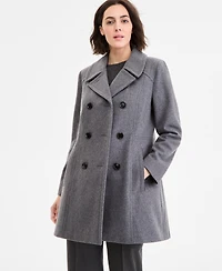 Anne Klein Women's Double-Breasted Peacoat, Exclusively at Macy's