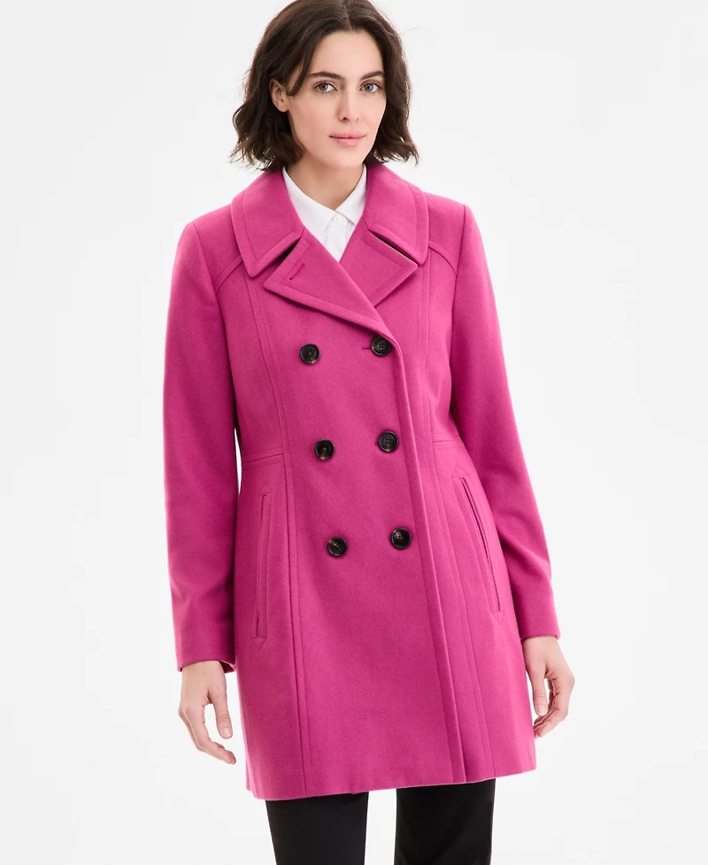 Anne Klein Women's Double-Breasted Peacoat, Exclusively at Macy's