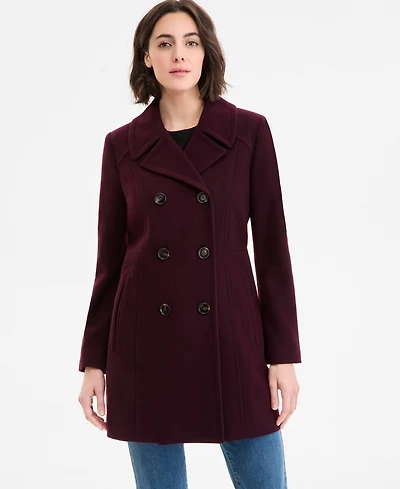 Anne Klein Women's Double-Breasted Peacoat, Exclusively at Macy's