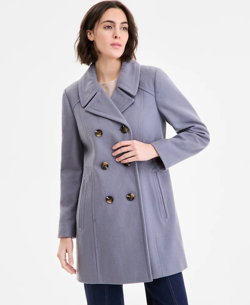Anne Klein Women's Double-Breasted Peacoat, Exclusively at Macy's