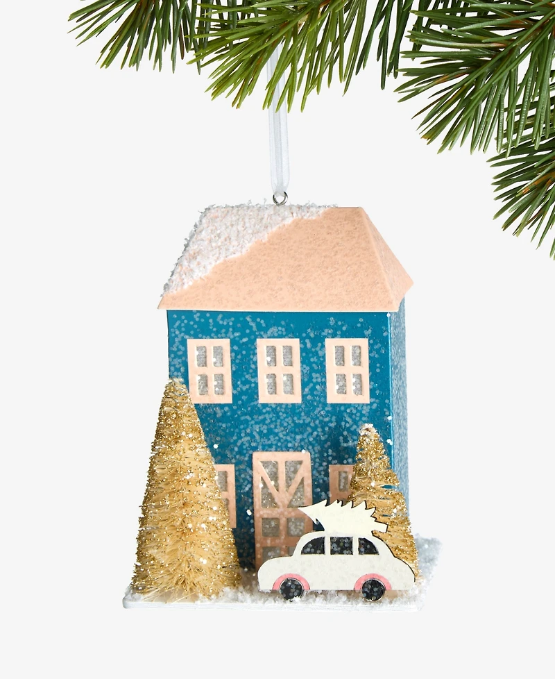 Holiday Lane Led Paper Blue House Ornament, Macy's Exclusive