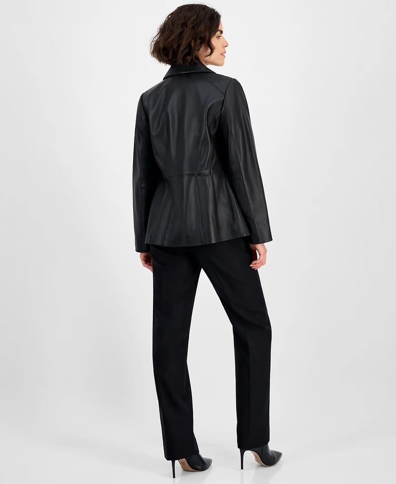 Anne Klein Women's Single-Breasted Leather Coat