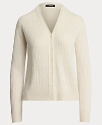 Lauren Ralph Women's Rib-Knit Linen-Blend V-Neck Cardigan